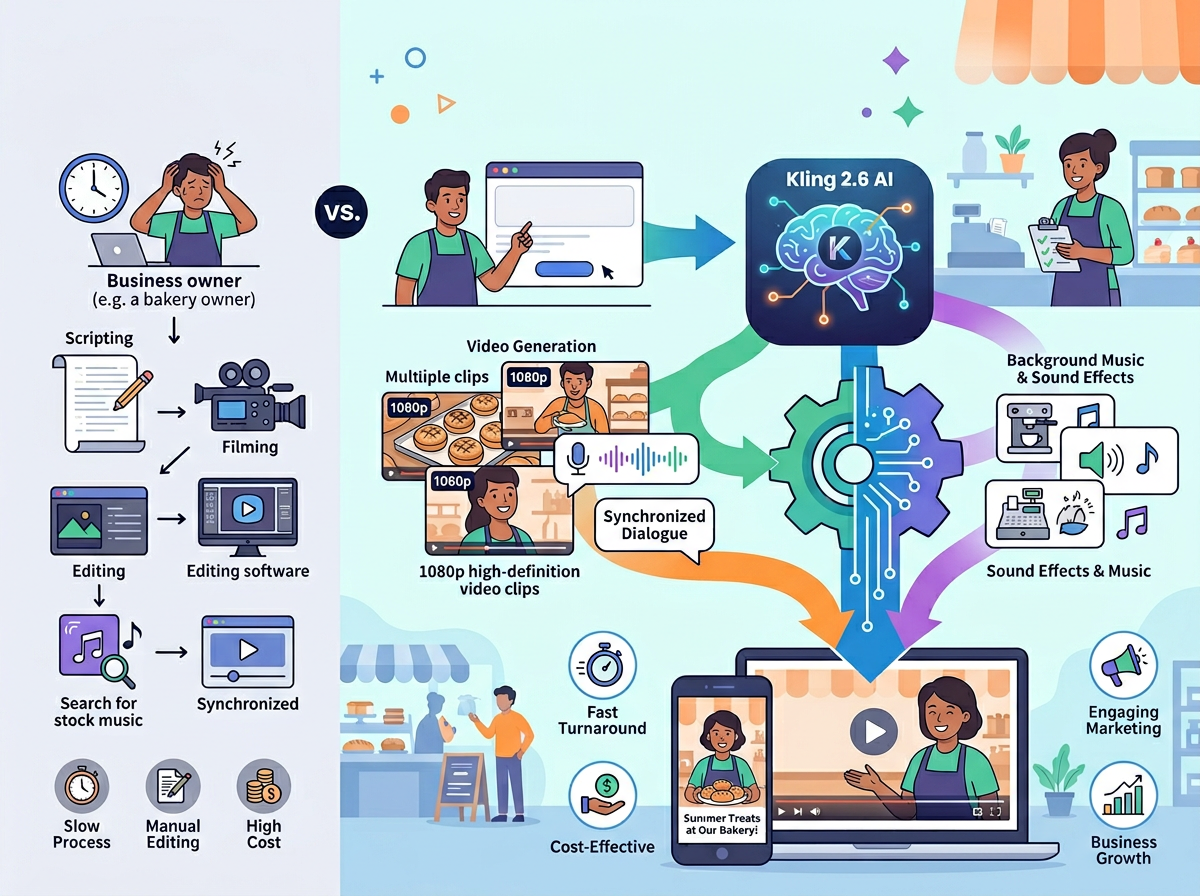 How Kling 2.6 Helps Small Businesses Create Marketing Videos Faster with AI